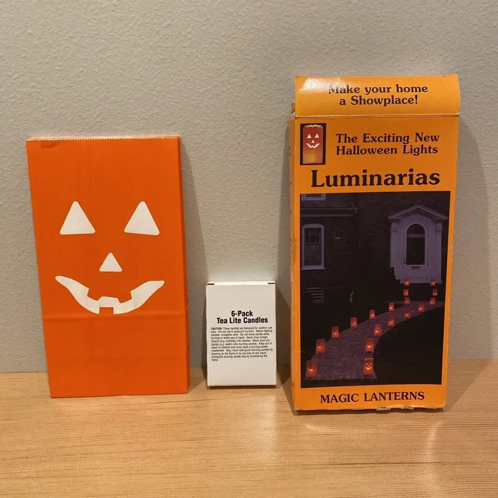 VTG Magic Lanterns Luminarias Jack O Lantern Candle Path Bags 6 Count‎ Halloween